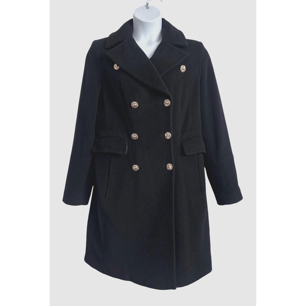 Y2K Anne Klein Women's Sz: 14 Wool Blend Mid Length Black Classic Dress Coat